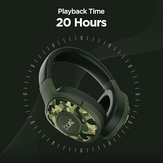 boAt Rockerz 558 Bluetooth Wireless Over Ear Headphones with Mic Upto 20 Hours Playback, 50MM Drivers, Soft Padded Ear Cushions and Physical Noise Isolation(Army Green) - Image 3