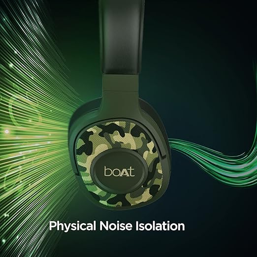 boAt Rockerz 558 Bluetooth Wireless Over Ear Headphones with Mic Upto 20 Hours Playback, 50MM Drivers, Soft Padded Ear Cushions and Physical Noise Isolation(Army Green) - Image 4